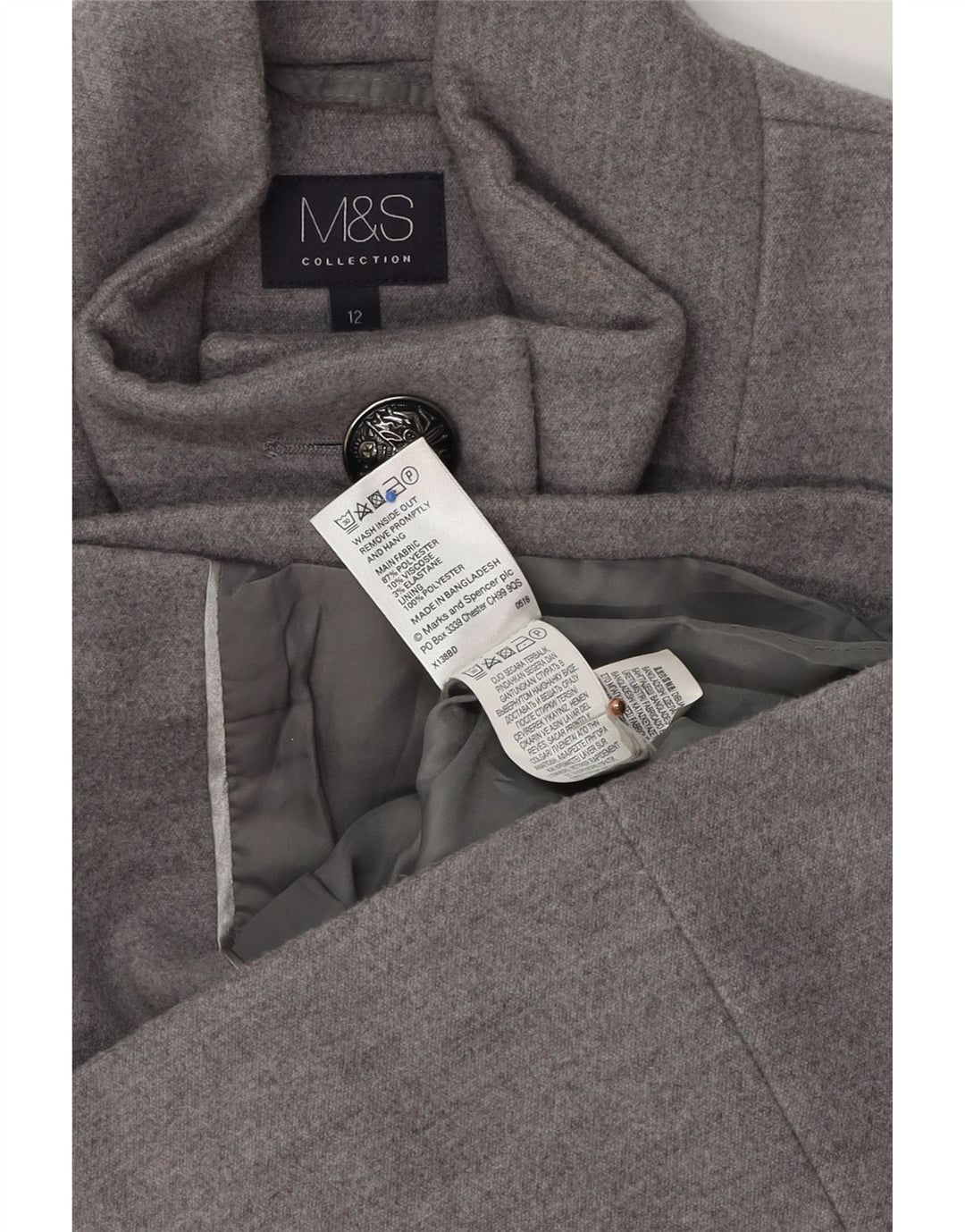 Damska kurtka wojskowa Marks & Spencer UK 12, średnioszara, poliestrowa