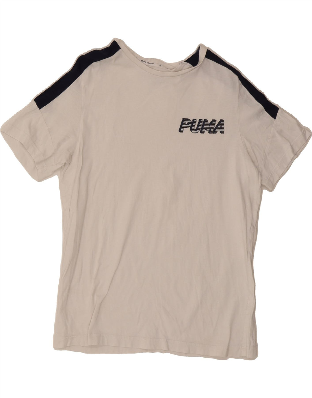 PUMA Mens Graphic T-Shirt Top Large White Colourblock Vintage Puma and Second-Hand Puma from Messina Hembry 