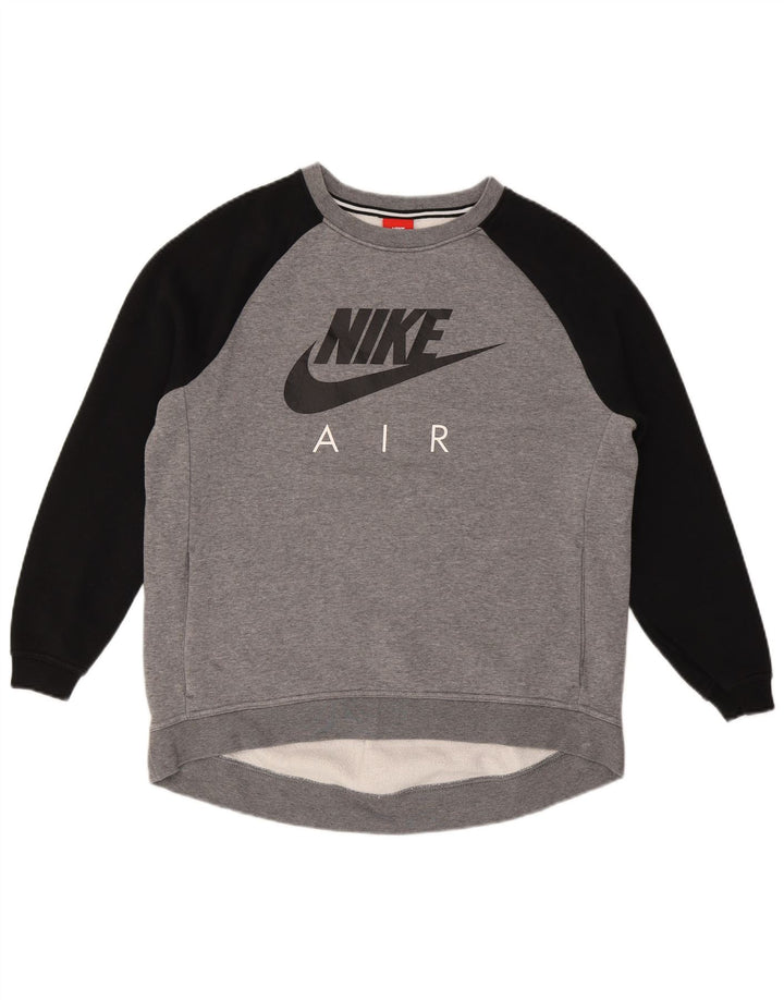 Męski sweter z grafiką Nike, duży, szary, z blokami kolorów
