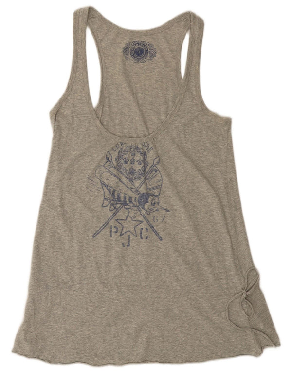 Koszulka POLO RALPH LAUREN Damska kamizelka z grafiką UK 14, duża, szara bawełna