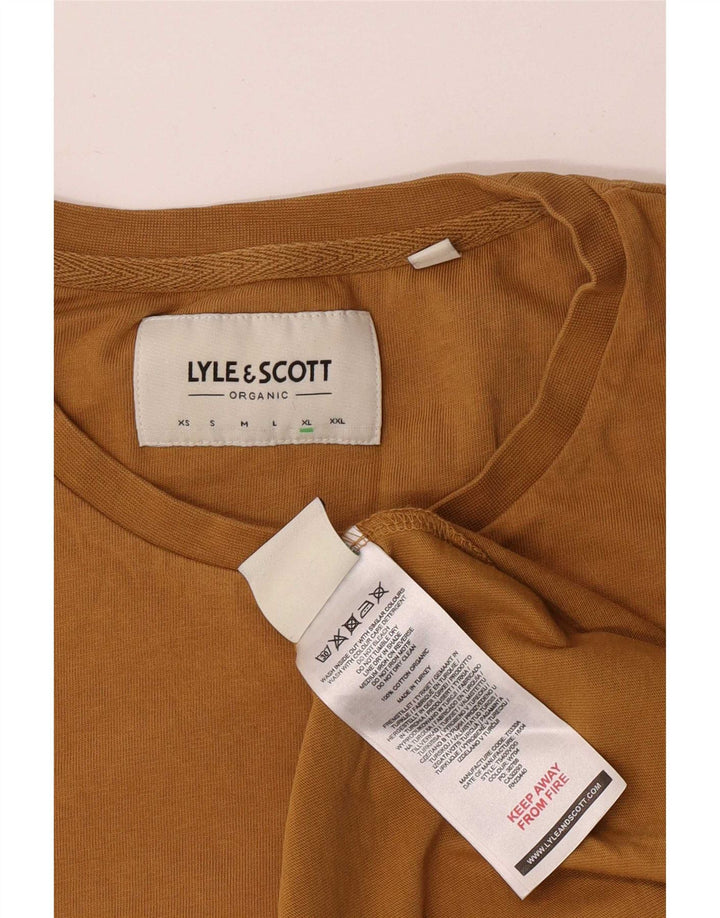 Lyle & Scott Męski T-shirt Top XL, brązowy, bawełniany