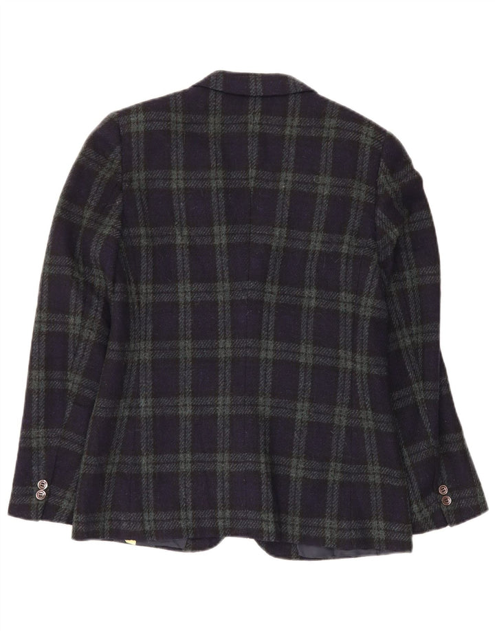 Damska marynarka VINTAGE zapinana na 2 guziki IT 44 Średni granatowy, wełniany kratkę