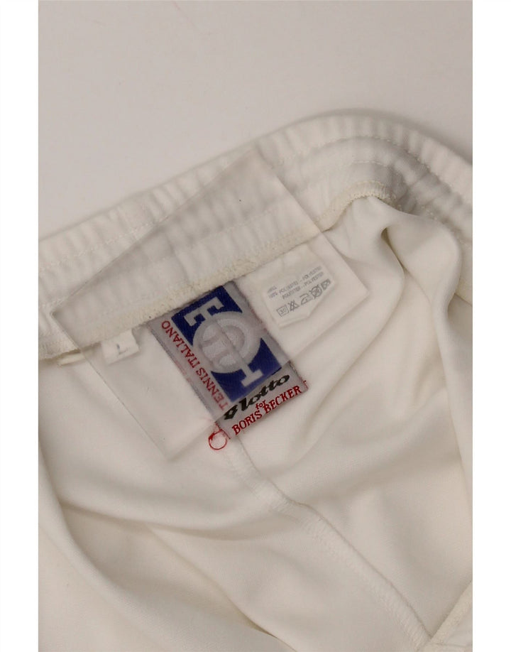 Męskie spodenki sportowe Lotto z grafiką, duże, białe, poliestrowe