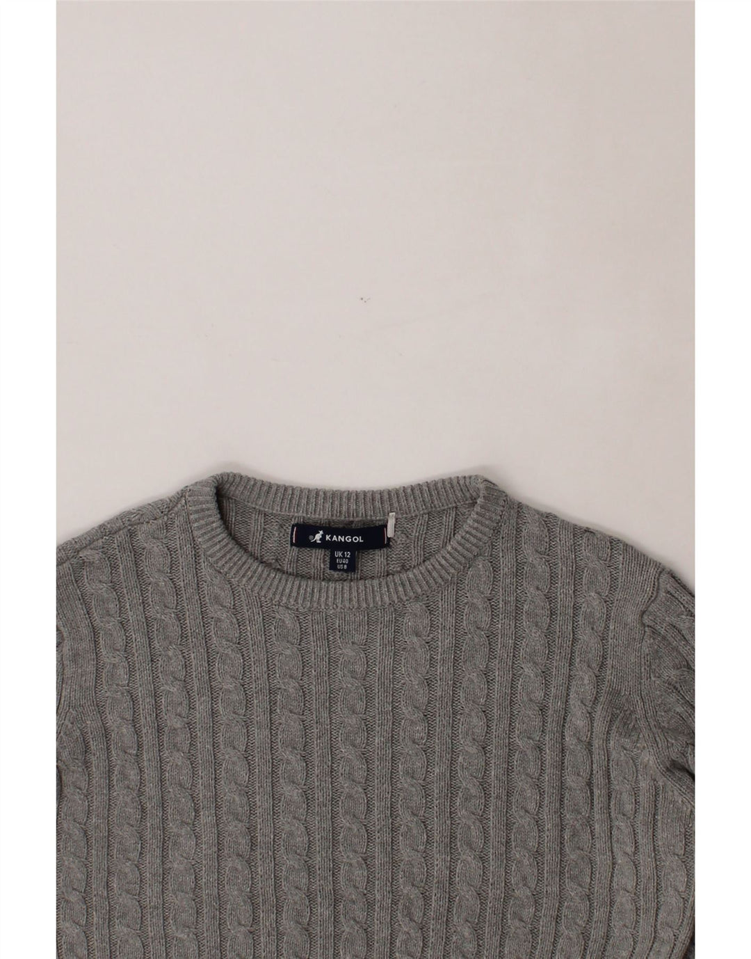 KANGOL Womens Boat Neck Jumper Sweater UK 12 Medium Grey Cotton Vintage Kangol and Second-Hand Kangol from Messina Hembry 