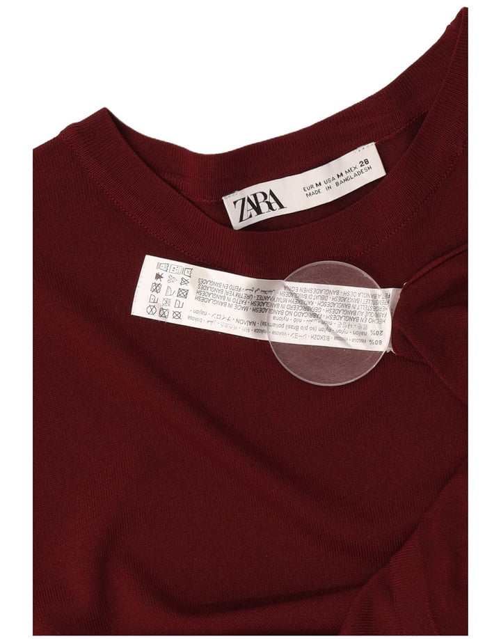 T-shirt damski Zara Top UK 12 Średni bordowy wiskoza