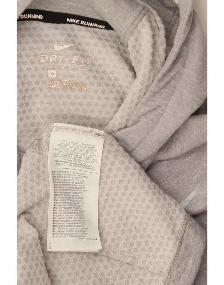 Męska koszulka z kapturem i kapturem Nike Dri Fit, z długim rękawem, średnioszara, nakrapiana, poliestrowa