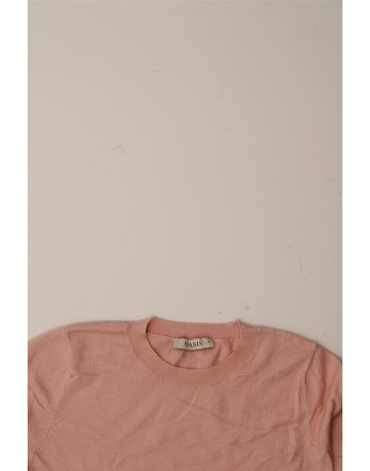 OASIS Womens Crew Neck Jumper Sweater UK 14 Medium Pink Colourblock Vintage Oasis and Second-Hand Oasis from Messina Hembry 