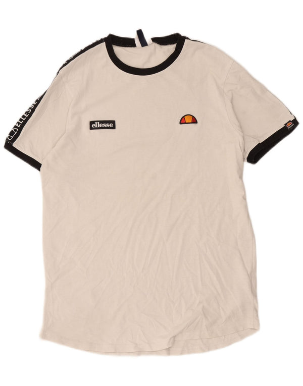 Męski T-shirt z grafiką Ellesse, duży, bawełniany, w kolorze złamanej bieli