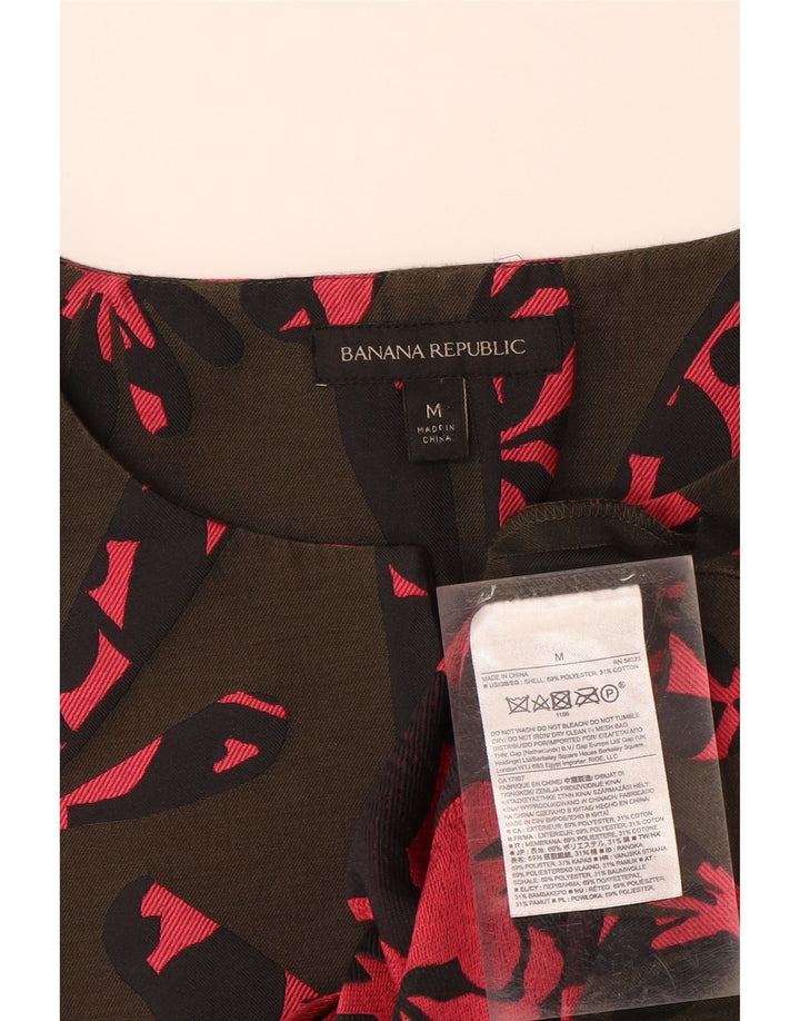 BANANA REPUBLIC Damska bluzka w abstrakcyjny wzór UK 14 Medium Khaki