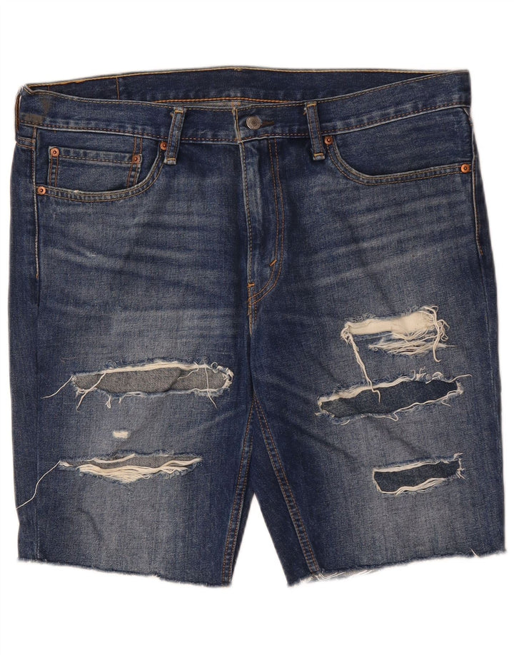 Męskie spodenki jeansowe Levi's 511 w trudnej sytuacji W36, duże, niebieskie, bawełniane