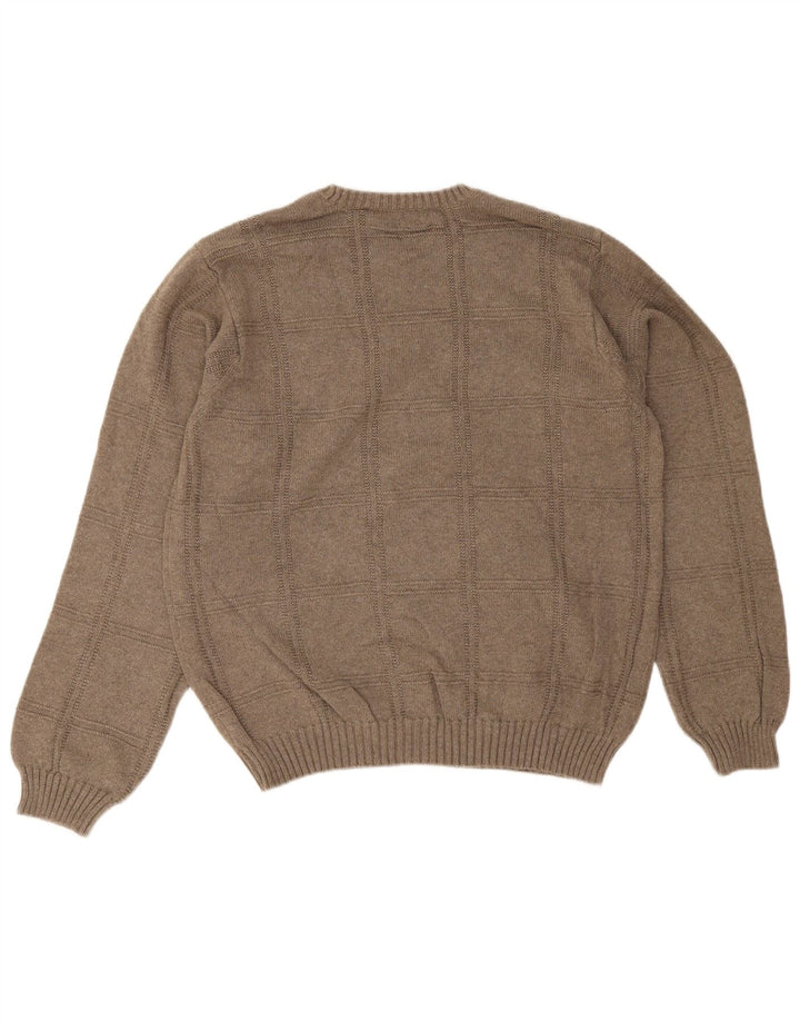Izod Męski sweter z okrągłym dekoltem, duży, beżowy, bawełniany