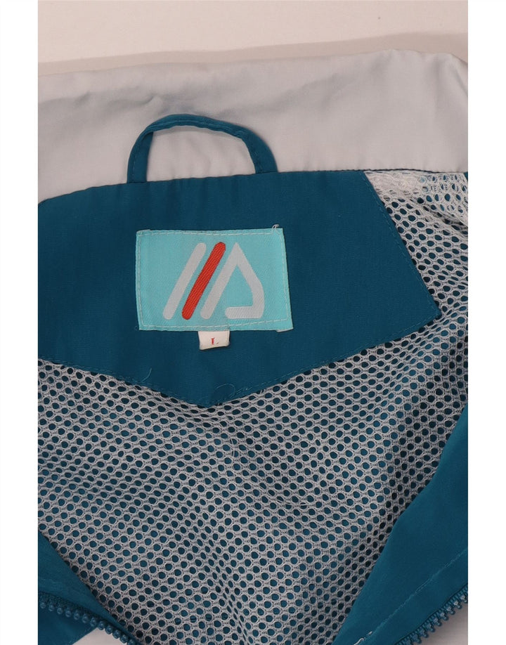 Kurtka męska dresowa w stylu vintage, duża, niebieska, z blokami kolorów