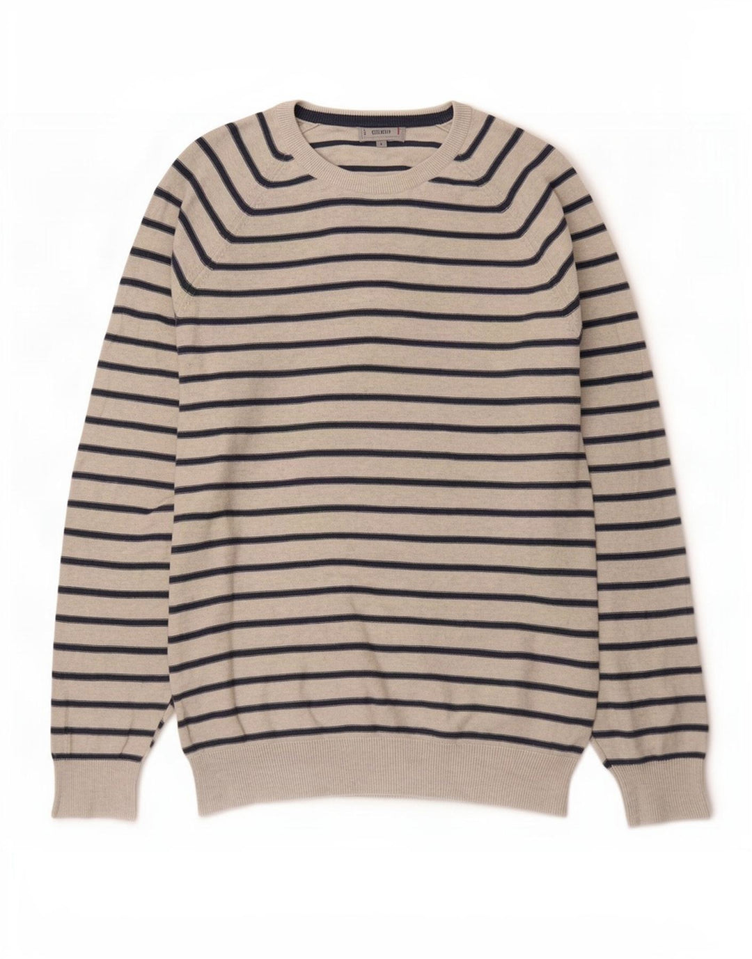 Marks & Spencer Męski sweter z dekoltem w łódkę, duże, szare paski
