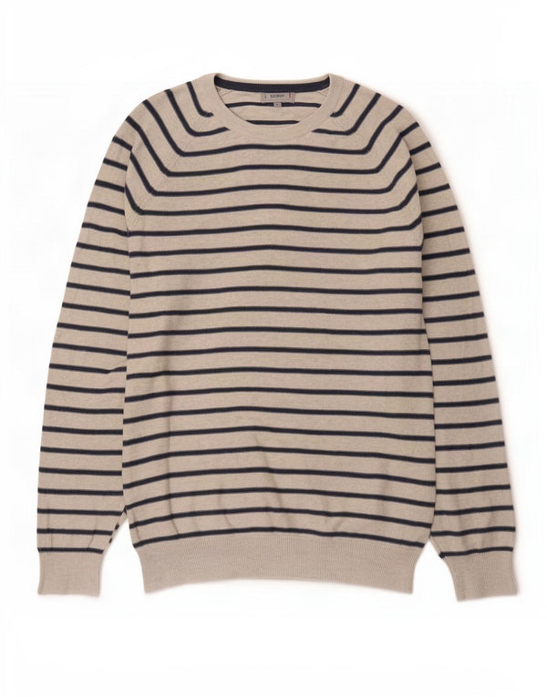 Marks & Spencer Męski sweter z dekoltem w łódkę, duże, szare paski