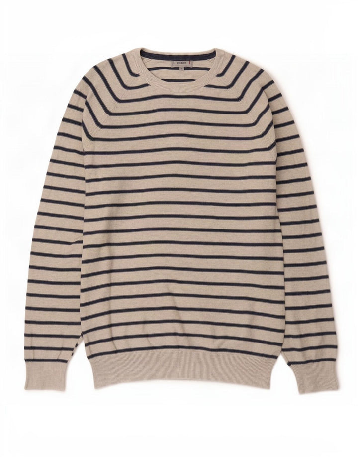 Marks & Spencer Męski sweter z dekoltem w łódkę, duże, szare paski