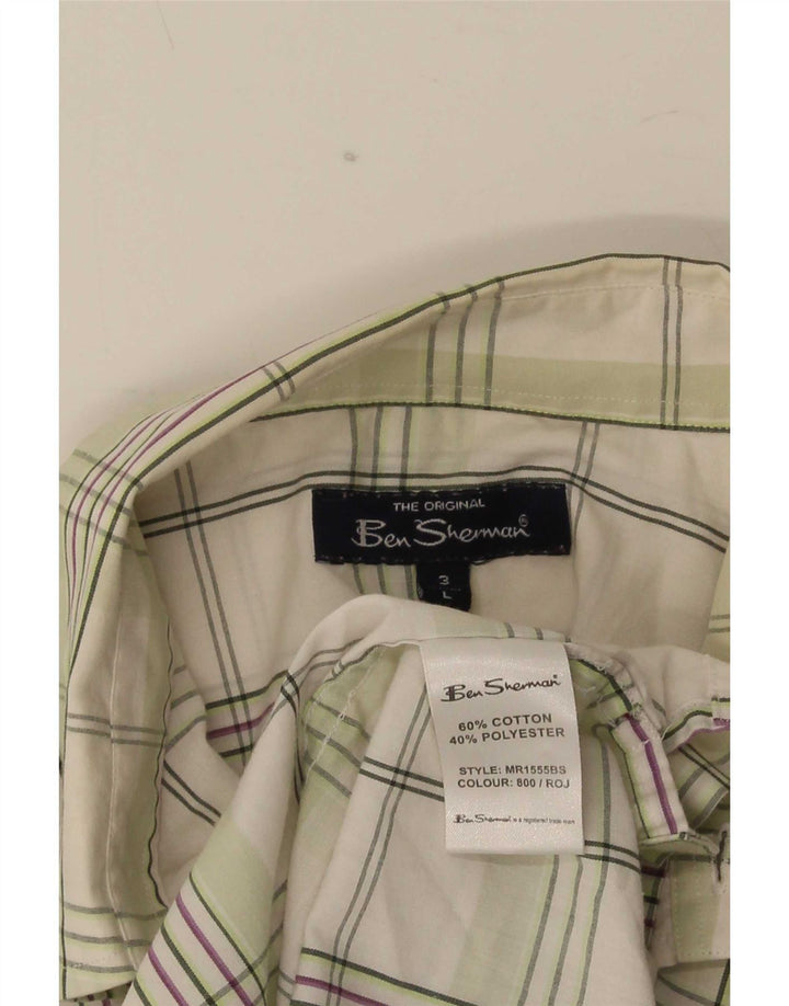 Męska koszula z krótkim rękawem Ben Sherman, duża, bawełniana w zieloną kratkę