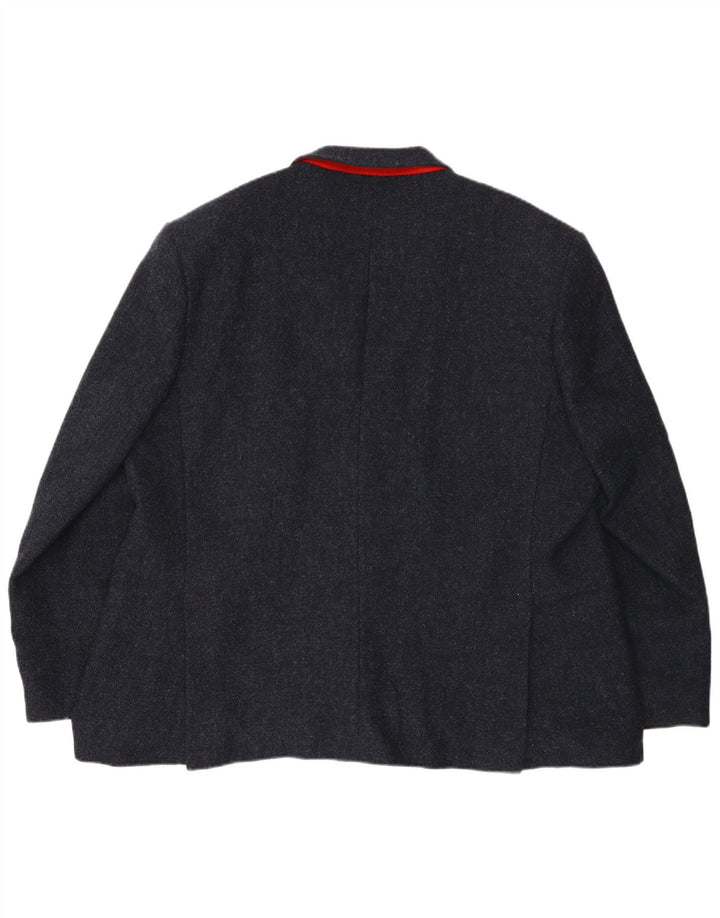 Męska marynarka Shetland zapinana na 2 guziki, rozmiar 52, 3XL, granatowa wełna