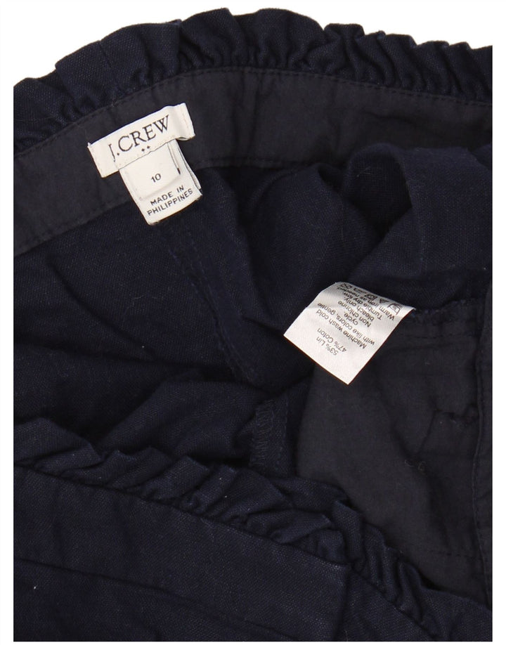 Damskie spodenki chino J. CREW z wysokim stanem US 10, duże, W30, granatowe, lniane