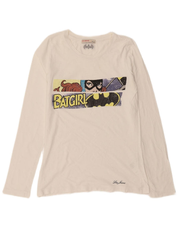 Damski top Liu Jo BATGIRL Graphic z długim rękawem, UK 14, duży, biały, bawełniany