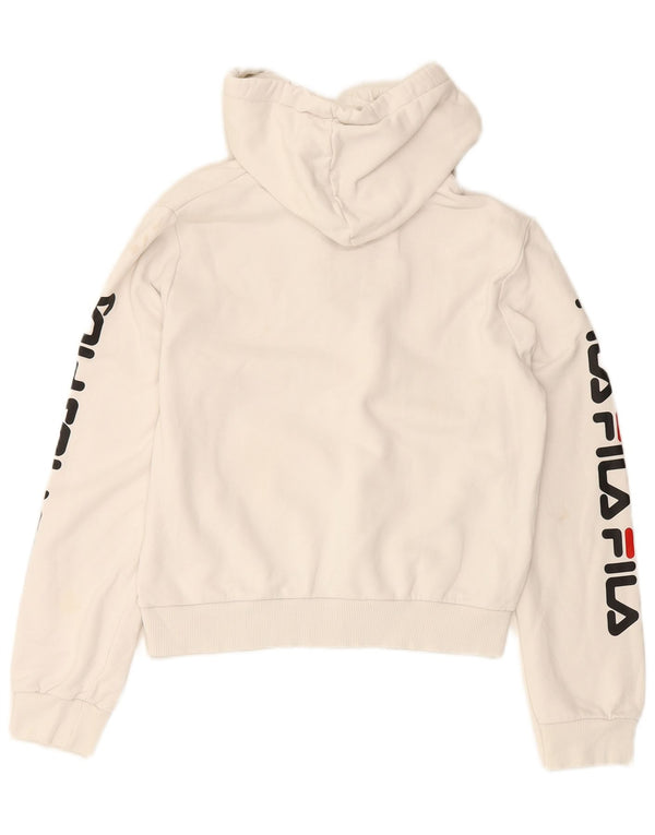 FILA Damski sweter z kapturem i grafiką, UK 10, mały, biały, bawełniany