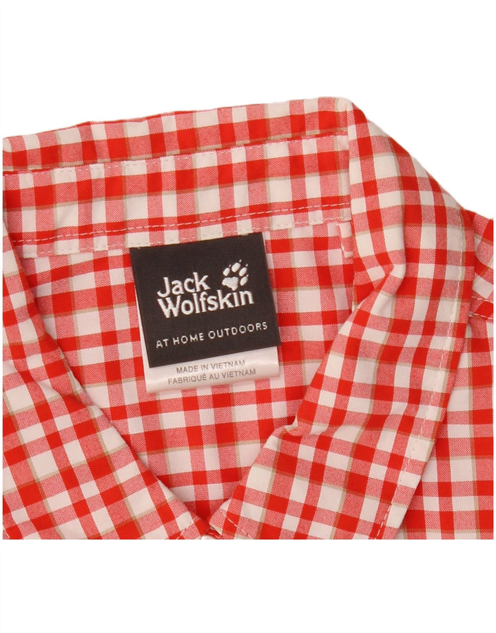 Damska koszula z krótkim rękawem Jack Wolfskin UK 16, duża, czerwona, poliamidowa kratka