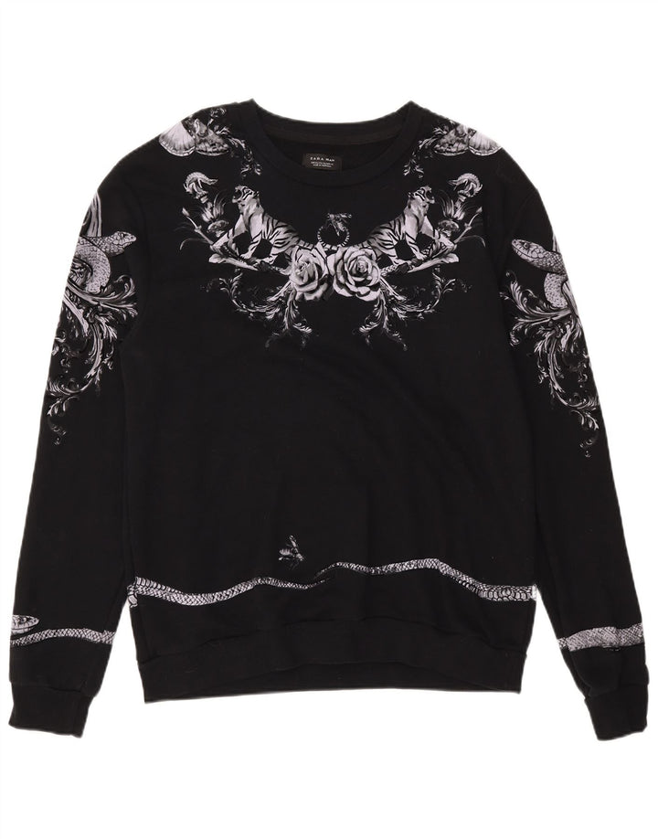Męska bluza z grafiką Zara XL, czarna, bawełniana