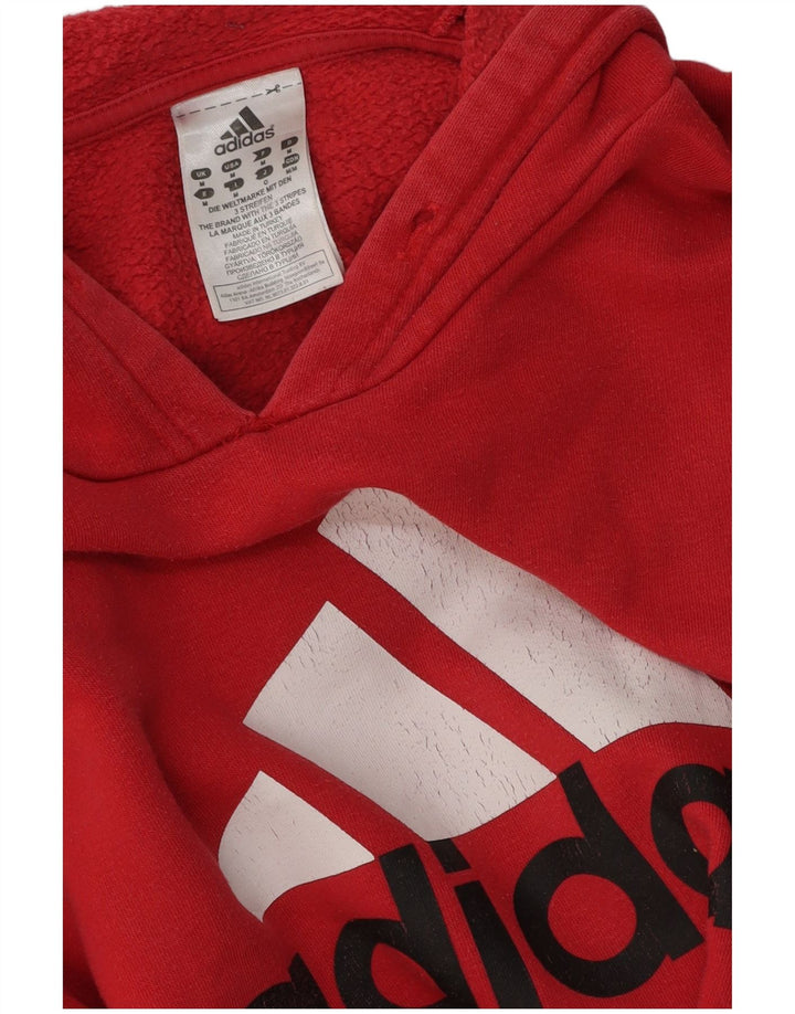 Męski sweter z kapturem ADIDAS z grafiką, średnio czerwony, bawełniany