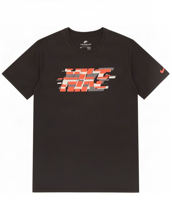 Męski T-shirt Nike o sportowym kroju z grafiką, średni czarny, bawełniany