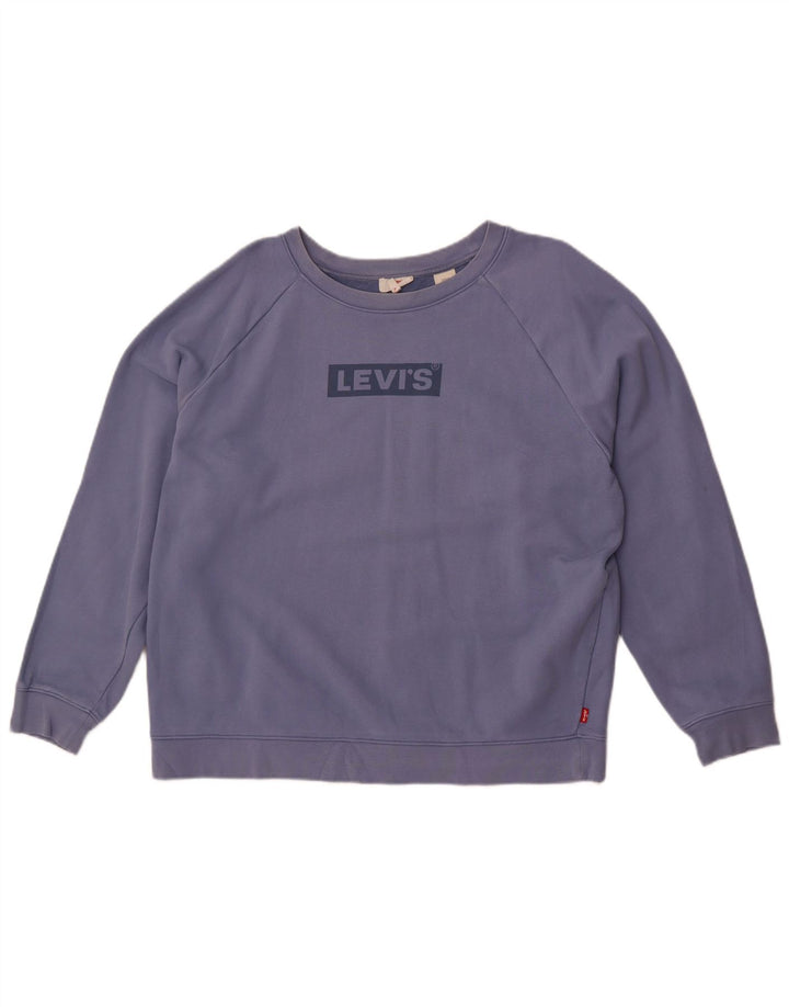 Damska bluza Levi's Oversize Crop Graphic Jumper UK 16, duża niebieska