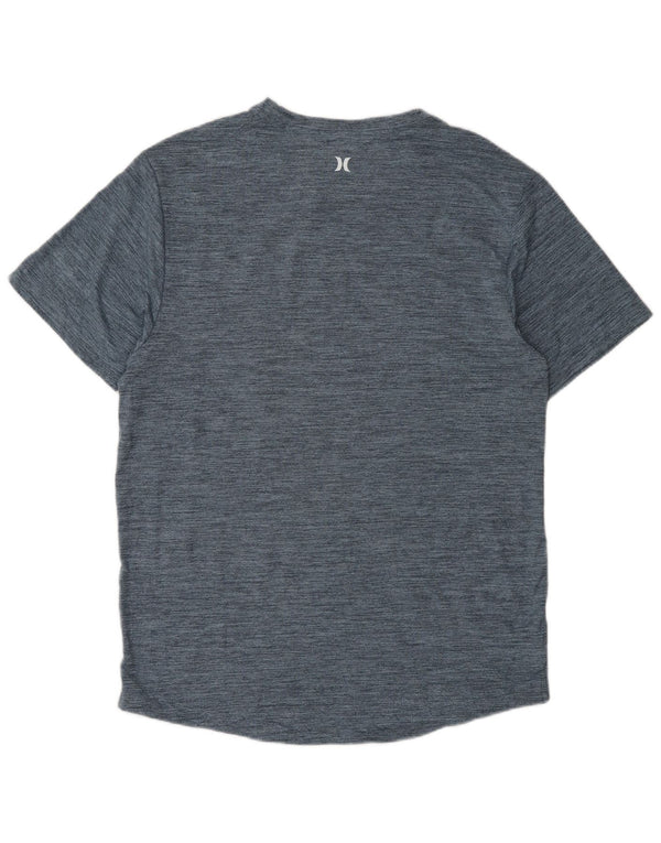 Męski T-shirt z grafiką Hurley, średni, granatowy, poliestrowy wzór