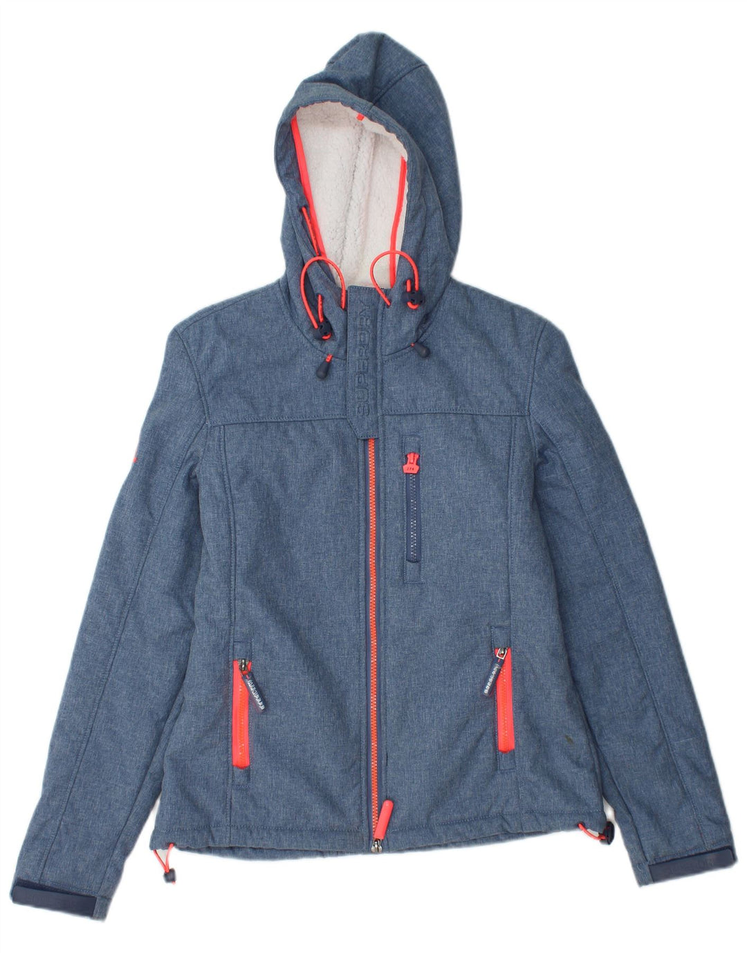 SUPERDRY Damska wiatrówka z kapturem Sherpa Windtrekker UK 6 XS niebieska