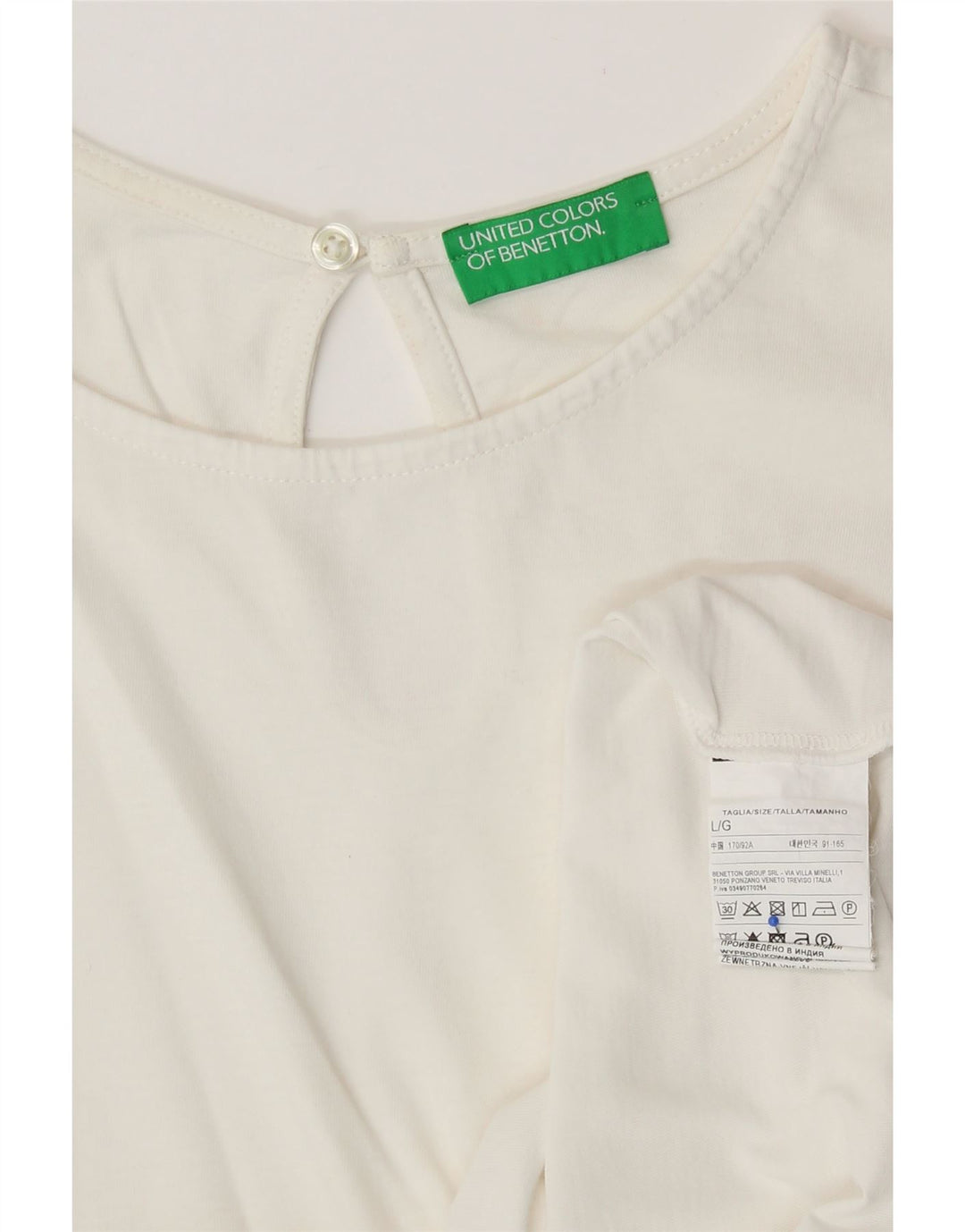 Bluzka damska BENETTON UK 16, duża, biała, bawełniana