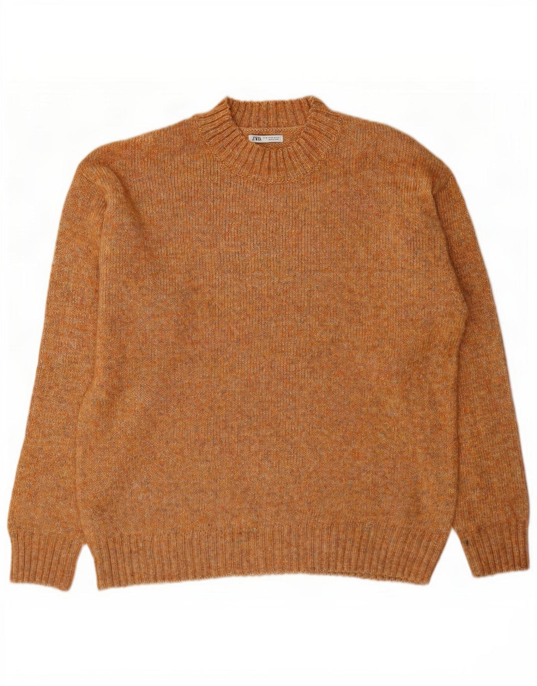 Męski sweter Zara z okrągłym dekoltem XL, brązowy, nakrapiany