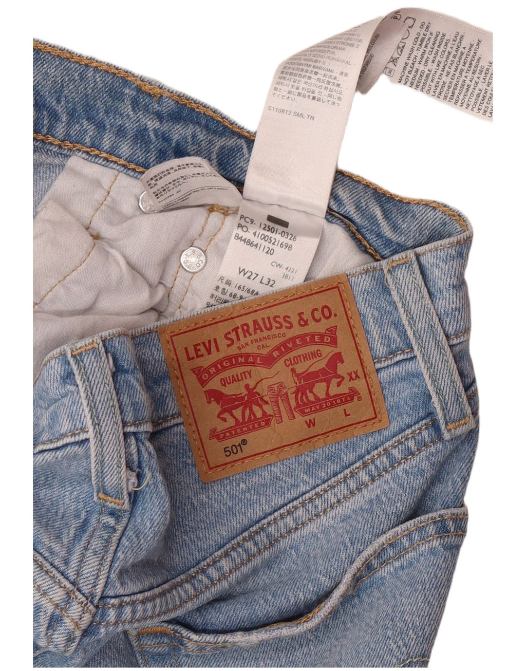 Damskie jeansy LEVI'S 501 Straight W27 L32 Niebieskie bawełniane