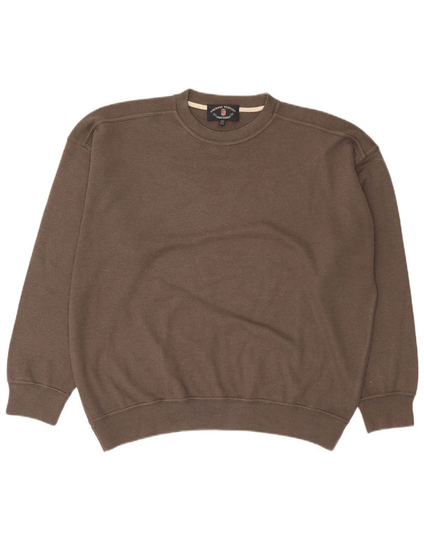 Amerigo Vespucci Męski sweter z okrągłym dekoltem 2XL Brązowa wełna
