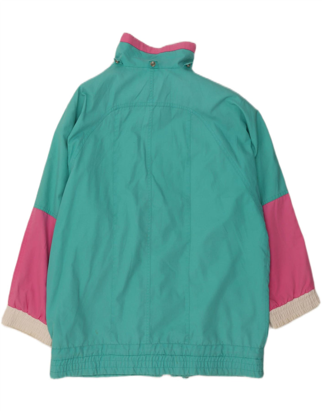 VINTAGE Womens Windbreaker Coat UK 14 Medium Turquoise Colourblock
