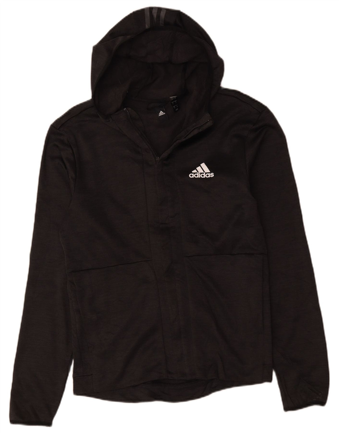 Adidas Męska bluza dresowa z kapturem, mała, szara, poliestrowa