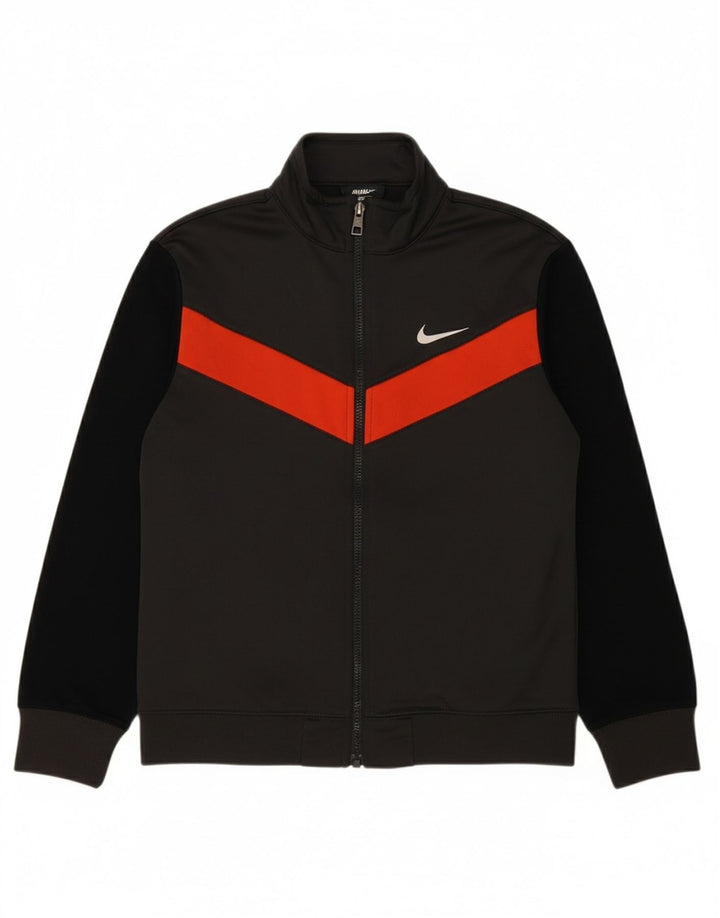 NIKE Boys Tracksuit Top Jacket 10-11 Years Medium Grey Colourblock