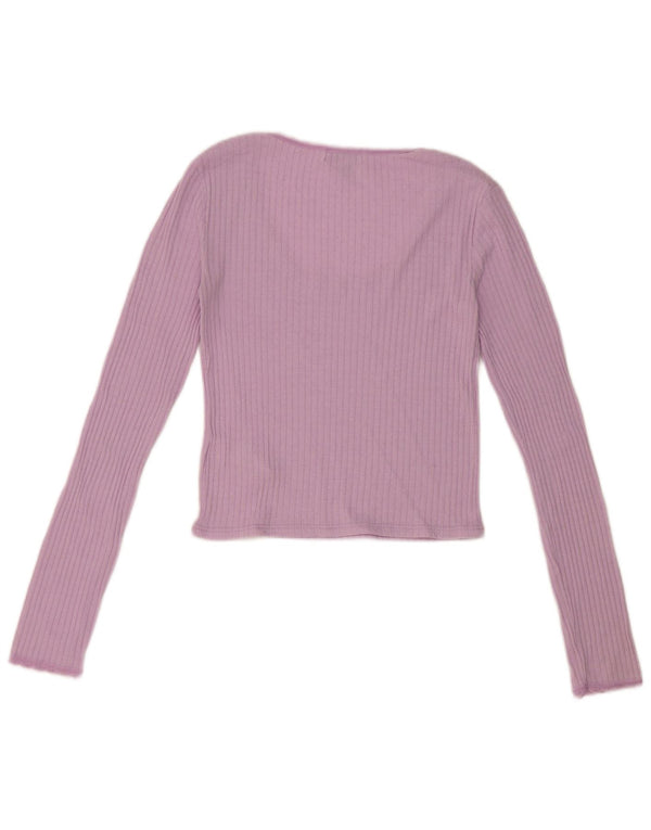 Topshop damski krótki top z długim rękawem, UK 10, mały, różowy, bawełniany