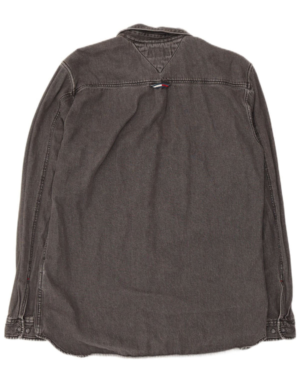 Tommy Hilfiger Mens Regular Fit Denim Shirt Large Grey Cotton