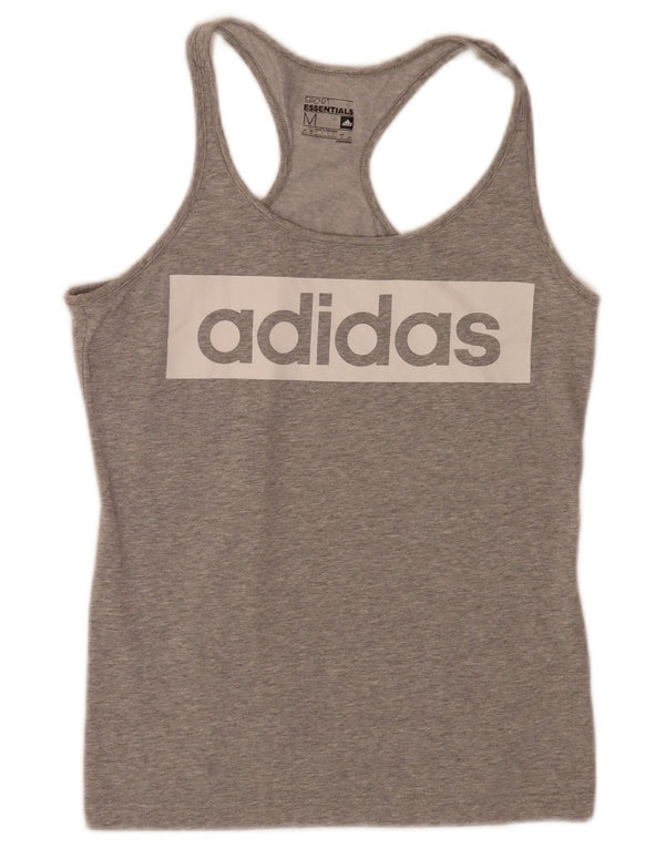 Damska kamizelka graficzna Adidas Top UK 12/14 Średnia szara bawełniana sportowa