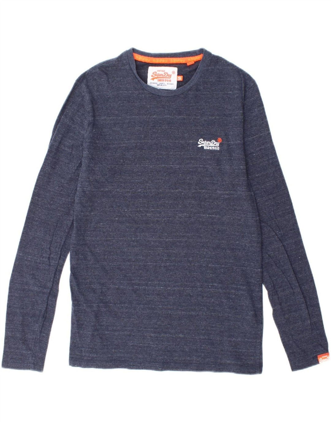 SUPERDRY Mens Top Long Sleeve Small Navy Blue Cotton