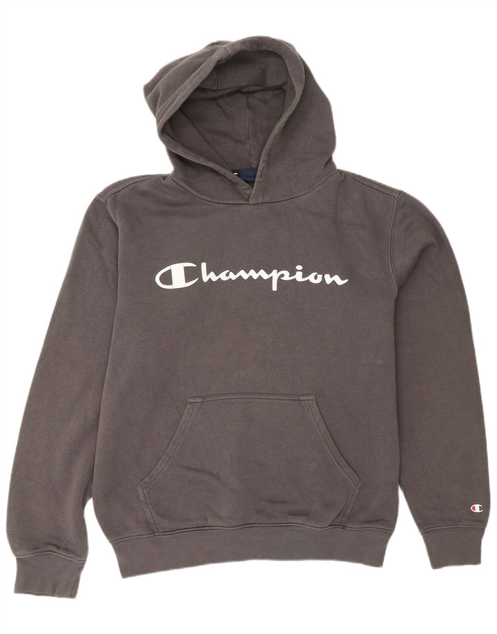 Męski sweter z kapturem i grafiką CHAMPION, średnioszary, bawełniany