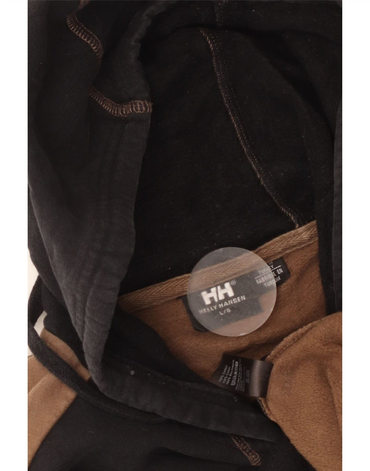 Męski sweter z kapturem Helly Hansen z grafiką, duży, czarny, bawełniany z blokami kolorów