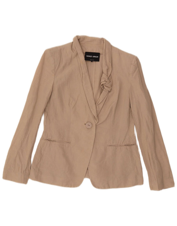 Damska marynarka Armani zapinana na 1 guzik UK 10, mała, beżowa, bawełniana