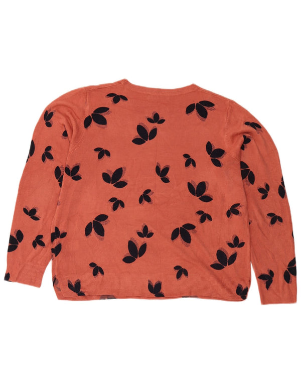 Marks & Spencer Damski sweter z dekoltem w łódkę, UK 18 XL, pomarańczowy w kwiaty