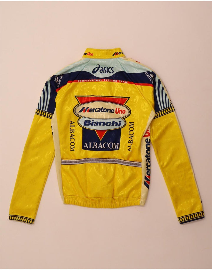 Męska kurtka dresowa Asics z grafiką, duża, żółta, poliestrowa z blokami kolorów