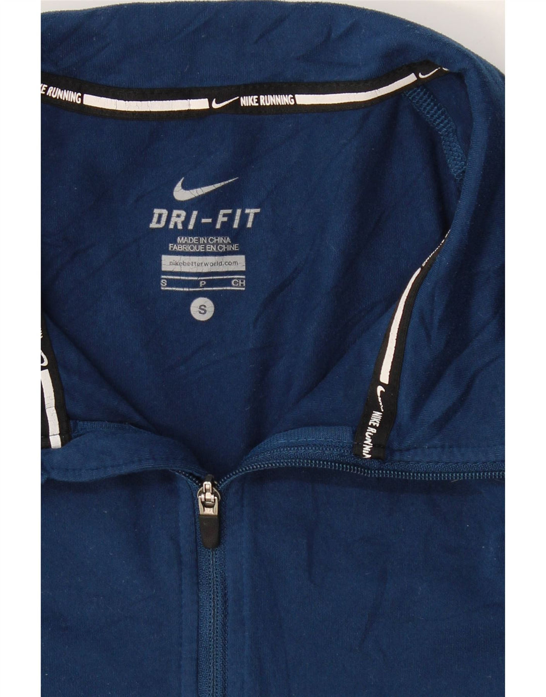NIKE Mens Dri Fit Zip Neck Pullover Tracksuit Top Small Navy Blue Vintage Nike and Second-Hand Nike from Messina Hembry 