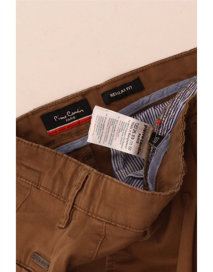 Męskie spodnie chino o regularnym kroju Pierre Cardin W30 L30 Beżowy poliester