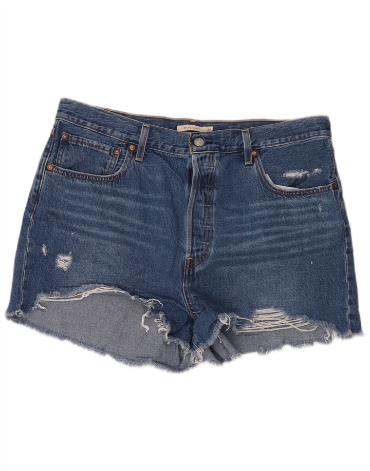Damskie spodenki jeansowe Levi's Ribcage w trudnej sytuacji W34, duże, niebieskie
